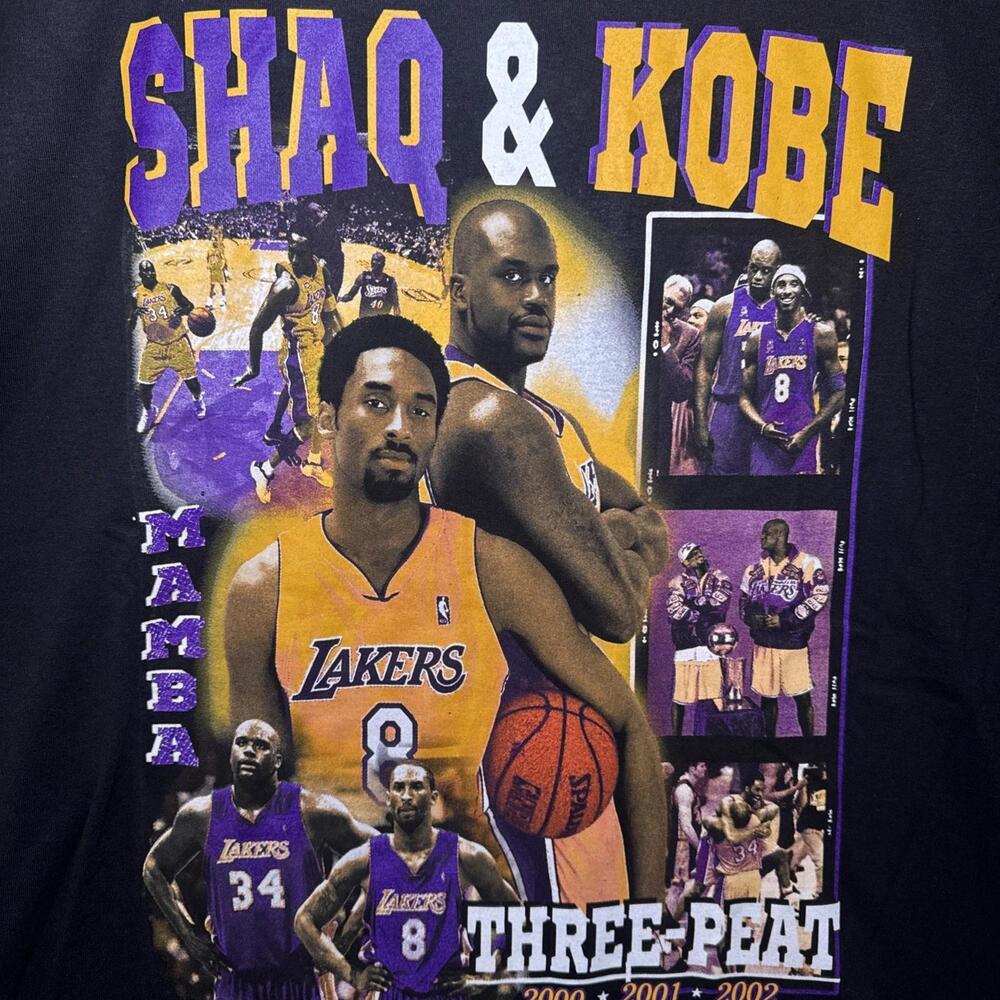 Shaq Kobe T-Shirt Mens Xxl 3-Peat Basketball Graphic